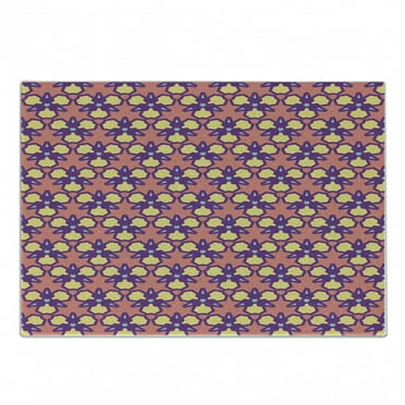 Abstract Cutting Board, Retro Triangles Motifs in Pastel Tones Rhythmic Print, Decorative Tempered Glass Cutting and Serving Board, in 3 Sizes, by Ambesonne