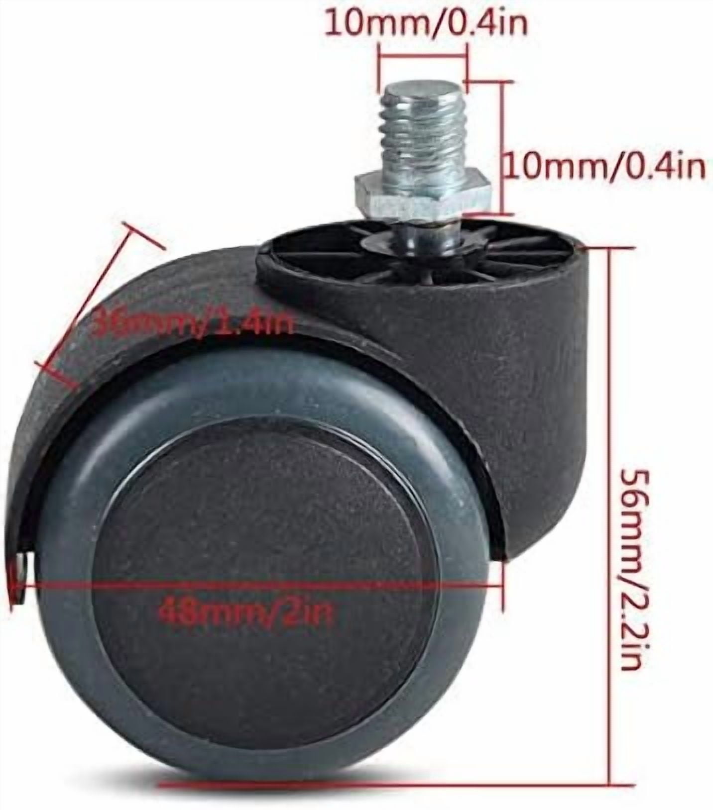 Gamvdout Plate Casters Office Chair Caster 360 Degree Swivel Casters 2-Inch Replacement Castors Wheels Silencer Furniture Caster for Hardwood Floors  Laminate Swivel Chair Office Chair 5pcs (Threaded