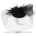 thumbnail image 4 of Uooqdmx Fascinators Hats for Women, Tea Party Hats for Women, Feather Headpiece, European Vintage Vening Banquet Feather Flower Hair Ornament Hat, Vintage Hats for Women, Black One Size, 4 of 8