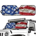 thumbnail image 2 of XYZCANDO US Flags Windshield Sun Shade Compatible with Jeep JK JKU JL JLU 1997-2023 Polyester Fully Covered Foldable Front Sunshade Keep Your Vehicle Cool Shade Heat Shield, 2 of 7