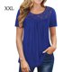 thumbnail image 3 of Minnieouse Camiseta de mujer Túnica plisada Top Cuello Manga corta Blusa de encaje de encaje de manga corta Prendas para la parte del cuerpo Azul XXL Minnieouse AP003108-35, 3 of 5
