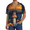 thumbnail image 3 of Honeii 's Vintage Blue Leaf Mushroom for men's short-sleeved button-up collared shirt featuring a pocket, perfect for beach vacations, and travel adventures., 3 of 5