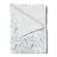 thumbnail image 2 of Seahorse Soft Flannel Fleece Throw Blanket, Outline Art Style Seahorse Pattern Nautical Theme Animal, Cozy Plush for Indoor and Outdoor Use, 50" x 70", Pale Blue Grey Sea Blue, by Ambesonne, 2 of 5