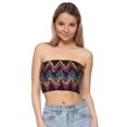 thumbnail image 4 of Womens Shiny Sequin Party Cropped Strapless Bandeau Stretch Tube Top, 4 of 6