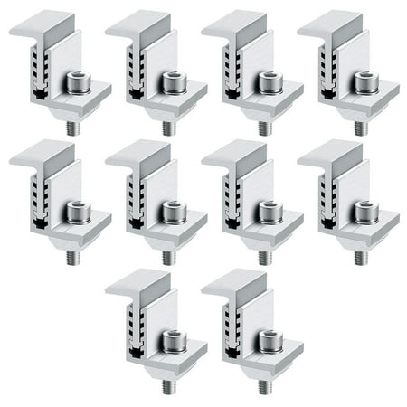 

VIEGINE 10Pcs Solar Panel Mounting Brackets 39mm Solar Rail End Clamps Aluminum Solar Mid Clamps Adjustable Grounding Clamp