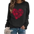 thumbnail image 6 of Homenesgenics Valentines Day Clothes Women Round Neck Hearted Printed Long Sleeved Top Sweatshirts Red S, 6 of 8
