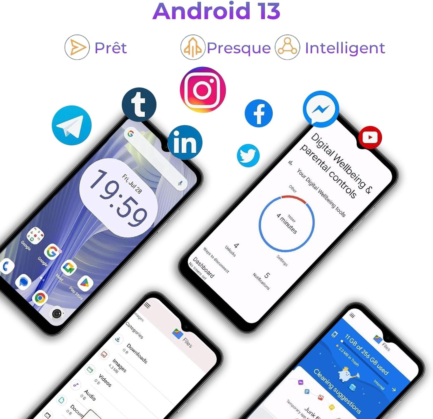 HOTWAV Note 13 Pro Smartphones 6.6'' HD 90Hz Android 13 16GB(8 8) 256GB Unlocked Mobile Phone 50MP 16MP 5160mAh Battery (Black)