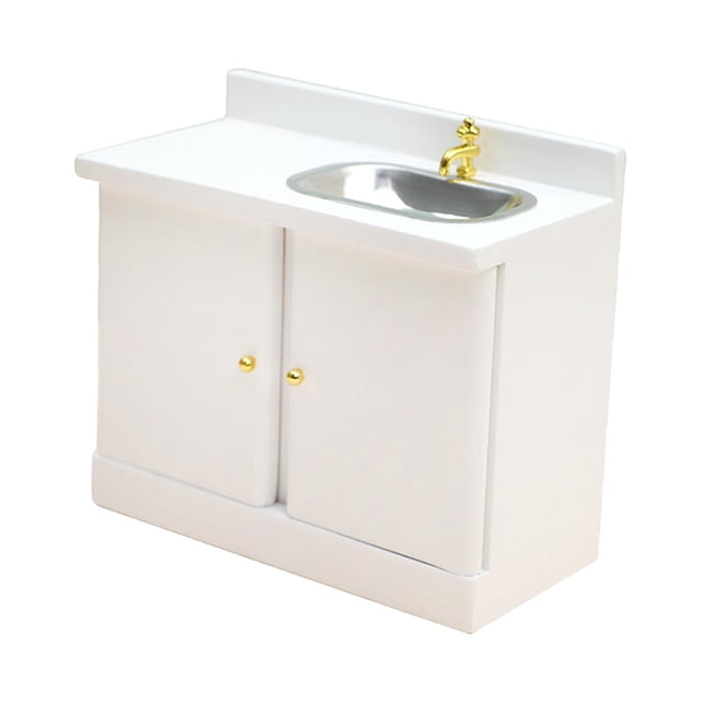 1:12 Mini fregadero decoración multiusos con armarios simulación muebles en miniatura regalos para accesorios de fotografía baño Baoblaze Gabinete de casa de muñecas