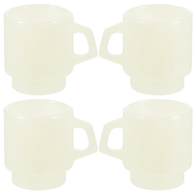 OULII 4 Pcs Tasses Miniatures en Plastique Mini Tasses à Café pour Enfants Design Simple Blanc
