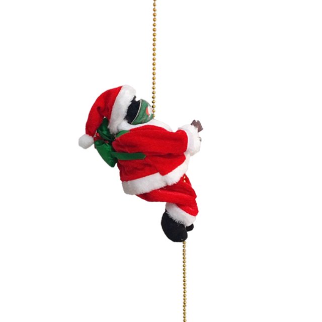Escalera de escalada eléctrica Decoración de Papá Noel Funciona con pilas Creativo con música Estatuilla divertida Máscara navideña Serie de Papá Noel - Máscara verde, Perlas de escalada Sunnimix Santa de escalada eléctrica
