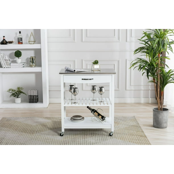 Boraam Holland Kitchen Cart With Stainless Steel Top ...