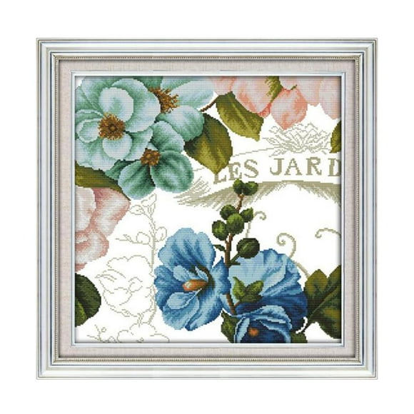 Kits de ones avanzados para principiantes Niños Adultos - Floral 14 Estampado 46 × 46 de bricolaje Hugo Kits de punto de cruz estampado