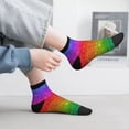 thumbnail image 2 of Fuzoiu Rainbow Glitter Print Adult Socks, Crew Moisture-wicking Socks, Unisex Cushion Crew Socks,Casual Sports Ankle Socks, 2 of 7