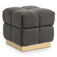thumbnail image 2 of Furniture of America Vena Modern 18" Boucle Fabric Square Storage Stool, Charcoal, 2 of 13