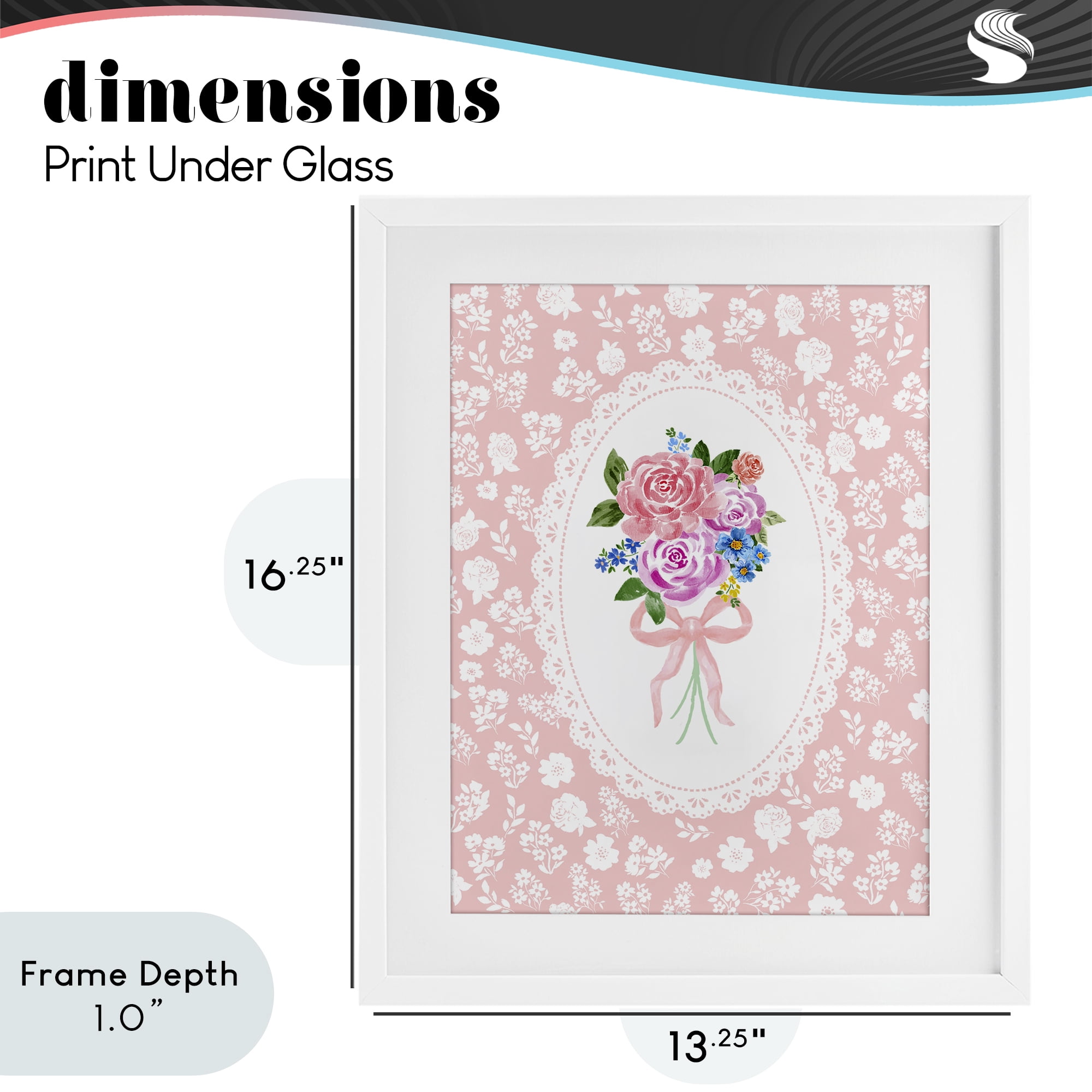 Stupell Industries Peach Feminine Bouquet White Framed Print Under Glass, design by Corinne Haig