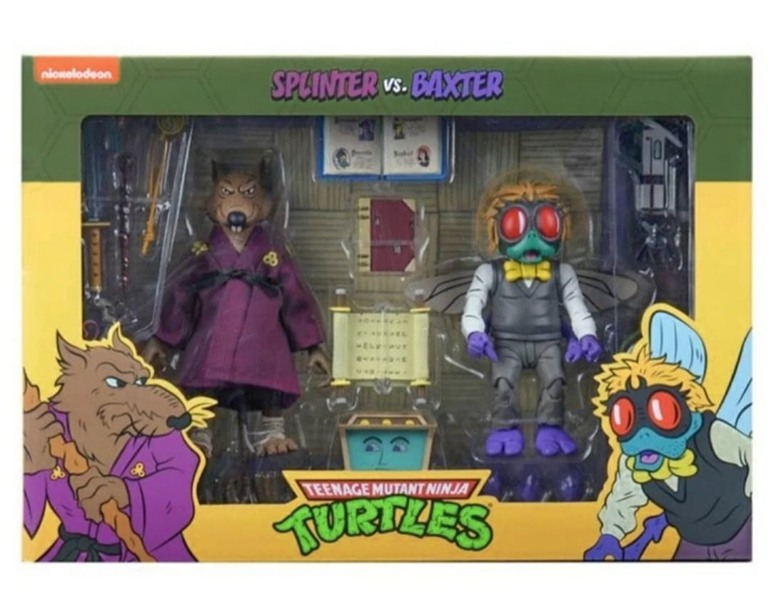 NECA Teenage Mutant Ninja Turtles Splinter & Baxter Action Figure for sale online