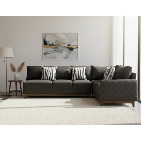 Sala Esquinera Milan Lino Gris Oxford 270X190 CM SALVANTO