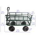 thumbnail image 3 of GDF Studio Heavy-Duty Garden Cart, Utility Truck with Inflatable Tires and Steel Frame, Wood Transporting Cart, Green, 3 of 18