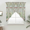 thumbnail image 5 of Butterfly Flowers Kitchen Window Curtains, Swag Curtains Valance for Bedroom Living Room Bathroom, Vintage Stained Glass Green Spring Rod Pocket Window Treatment Curtain Block Drapes 2 Panels 36"x36", 5 of 9