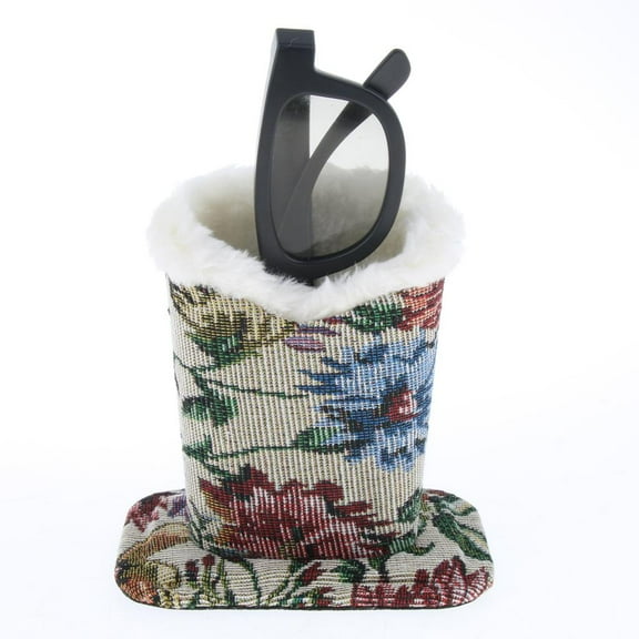 Cotton Upright Plush Lined Eyeglasses Holder Holder - White Lining, as described
