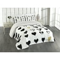 thumbnail image 2 of Ambesonne Love Quilted Coverlet 3 Pcs, Small Heart Hipster, Queen Size, Tan Black White, 2 of 4