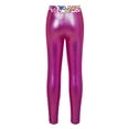 thumbnail image 2 of YONGHS Girls' Metallic Shiny Stretch Leggings Yoga Pants Gymnastics Dance Athletic Tights Trosuers Hot Pink 14, 2 of 5