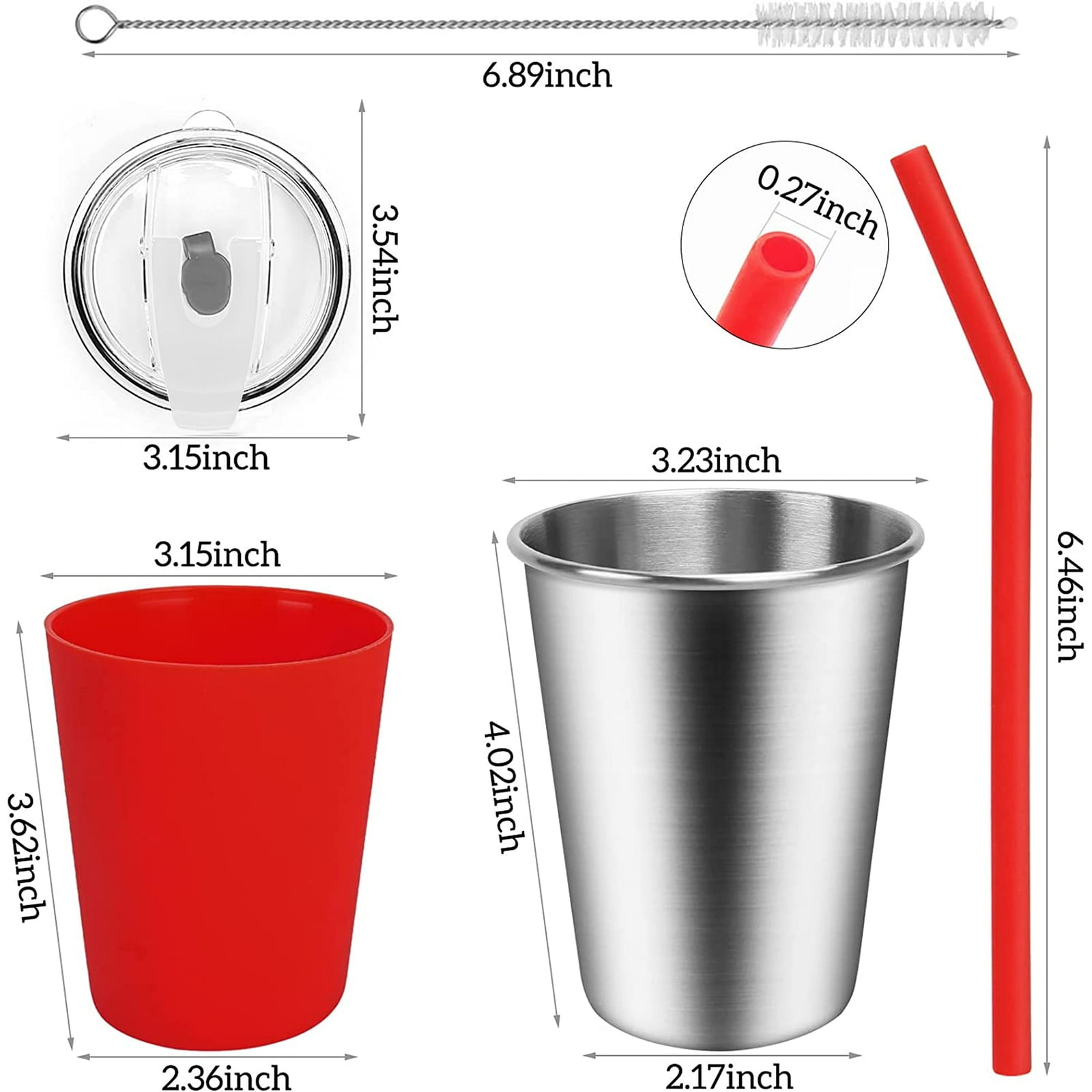 JIAOAO 2 Pcs Sublimation Sippy Cups Stainless Steel Straight Thermos Cup  Student Water Cup Children'S Straw Cup Cute Stainless Steel Water Cup With  Straw.Red+Yellow