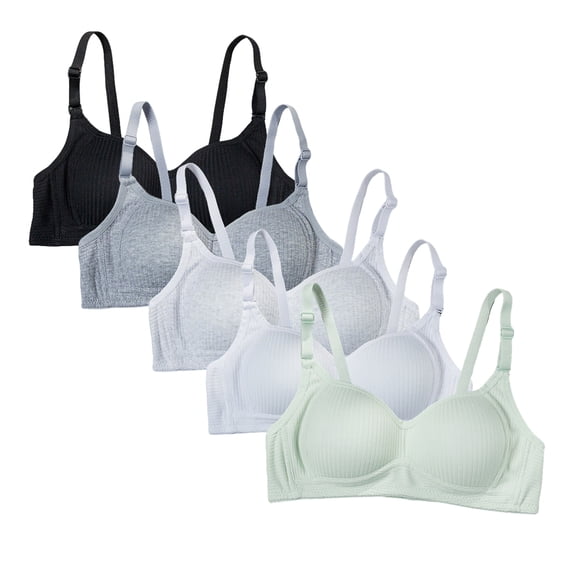 CHAOYUNYI 3/5 Pack Lightly Padded Bras for Girls,Teens and Petite Women,Solids Training Bras Adjustable Strap Youth Sports Bras