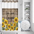 thumbnail image 4 of No Hook Shower Curtain with Built-in Rings - Farmhouse Sunflower Washable Waterproof Fabric Bathroom Curtains for Hotel,Rentals, Stall 36 X 72 Inch , Live Love Lough Inspirational Quotes, 4 of 9