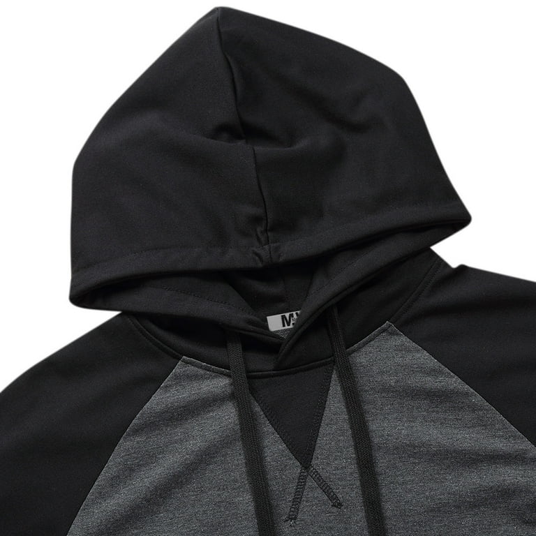 MrWonder Men's Pullover Hoodie Sweatshirt Lightweight Raglan Baseball  Jersey Shirt Dark gray with black sleeves M 