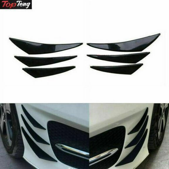 6x Universal Gloss Black Car/Auto Front Bumper Fins Spoiler Canards Refit