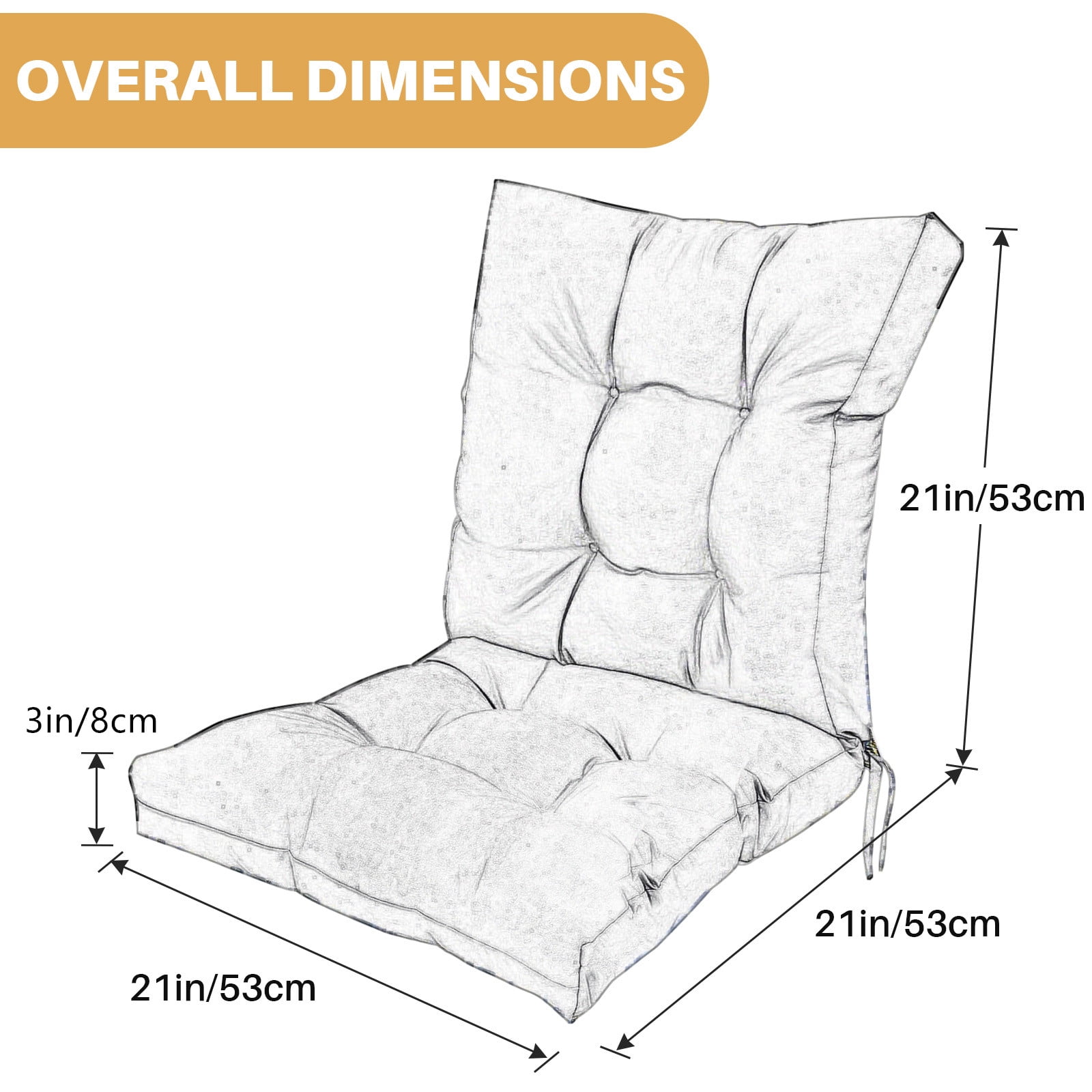 TOPCHANCES Outdoor Seat/Back Chair Cushion for Patio Garden Seat Pad, Spring/Summer Seasonal All Weather Replacement Cushions, Black Flowers