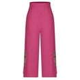 thumbnail image 6 of 50% off Clear! safuny Women's Cotton Linen Wide Leg Pants High Rise Button Casual Comfy Workout Girls Relaxed Solid Color Trousers Trendy Teen, 6 of 6