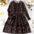 thumbnail image 2 of LUOGENLI Dresses For Girls Size 12 White And Blue Girl's Floral Print Long Sleeve Round Neck Flounce Ruffle Hem Midi Dress Graduation Dresses For Girls 10-12 9-10 Years, 2 of 8