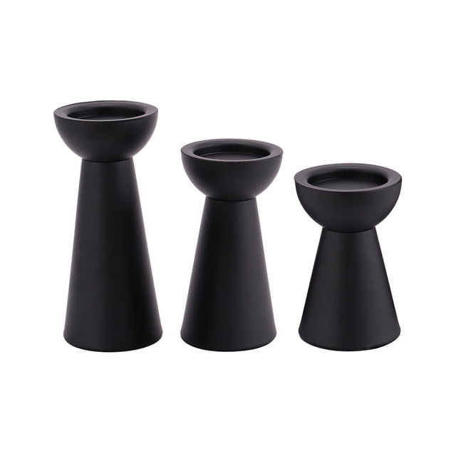 Juego de 3 portavelas negros - Portavelas de metal para velas de pilar - Portavelas para mesa Zhivalor CPB-SSW132-2
