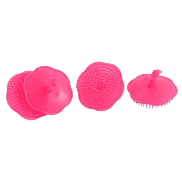 Acondicionador para el cuidado del cabello, cepillo de masaje para el cuero cabelludo, cepillo de champú fucsia, 4 piezas