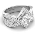 thumbnail image 2 of 1.20 Carat (ctw) 18K White Gold Round Cut White Cubic Zircona Ladies Bridal Swirl Split Shank Engagement Ring With Match, 2 of 4