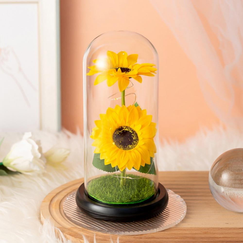 Brand Clearance!!Artificial Sunflower in Glass Dome with LED Light