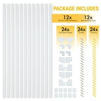 Simple Cord Set of Plastic Twelve 25-inch Wall Cable Management Covers, White