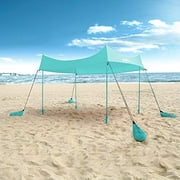 Hike Crew Sun Shade Canopy | 9’ x 10’ Lycra Portable Beach Tent Shelter with UPF50+ Protection, Built-in Sandbags, Carry Bag, 4 Poles & 3 Anchor Sets for Various Terrain | Wind, Water & UV Resistant