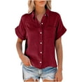 thumbnail image 7 of under 10.00 LYXSSBYX Women Plus Size Tops Summer Women's Tops Fashion Solid Button Shirt Female V-Neck Loose T-Shirt Blouse, 7 of 7