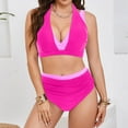 thumbnail image 5 of BOBOGOJP Women Plus Size High Waisted Bikini - Ribbed Two Piece Swimsuit Tummy Control Bathing Suit V-Wired 2026 Swimwear Red for Size L, 5 of 8