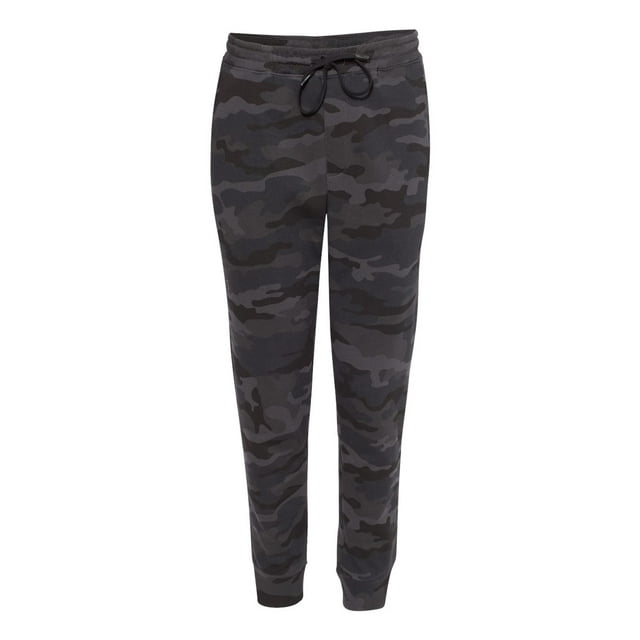 Independent Trading Co. Mens Midweight Fleece Pants, L, Black Camo