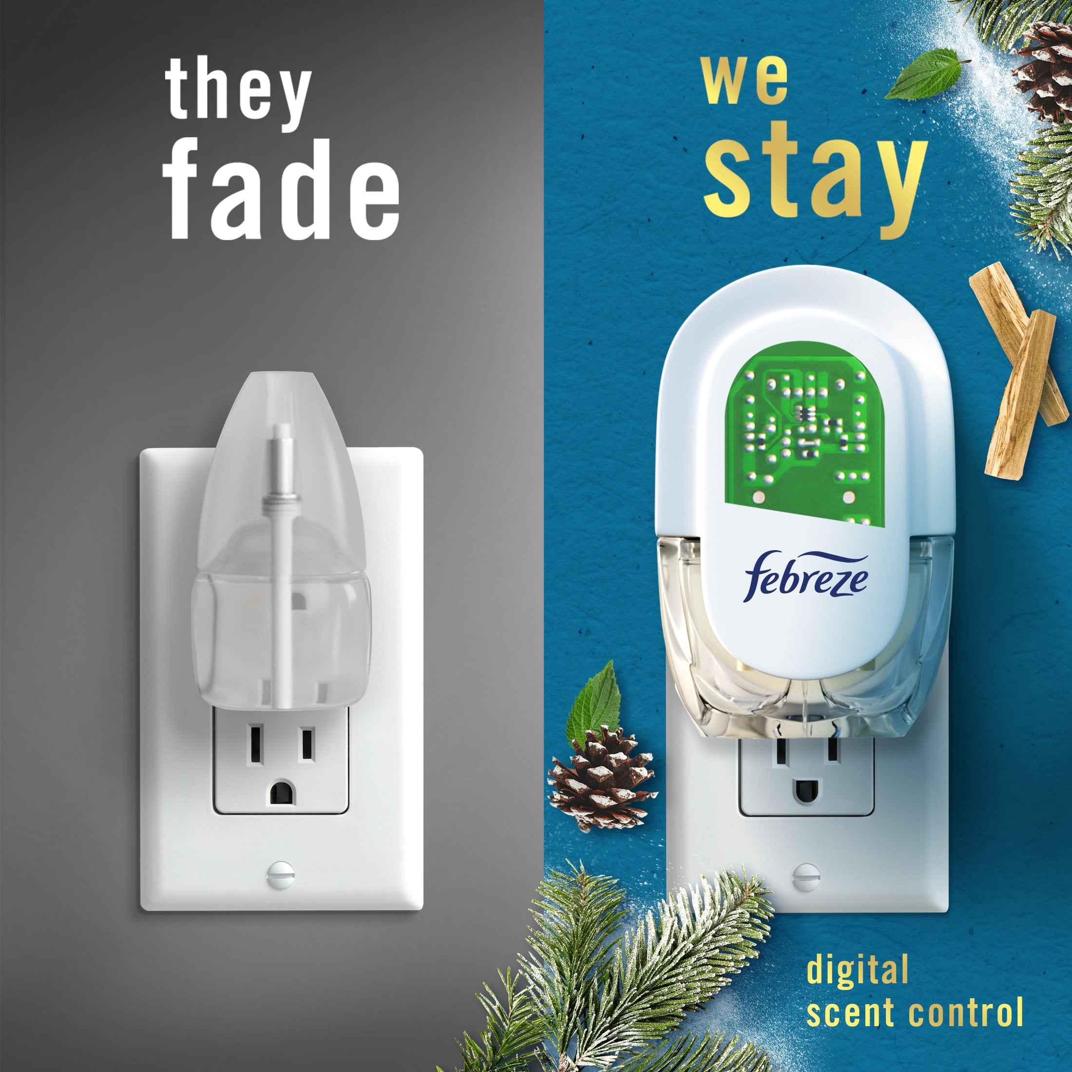 (2 pack) Febreze Plug In Air Freshener, Odor-Fighting Scented Oil Refill, Premium Holiday Mix, 3 Refill