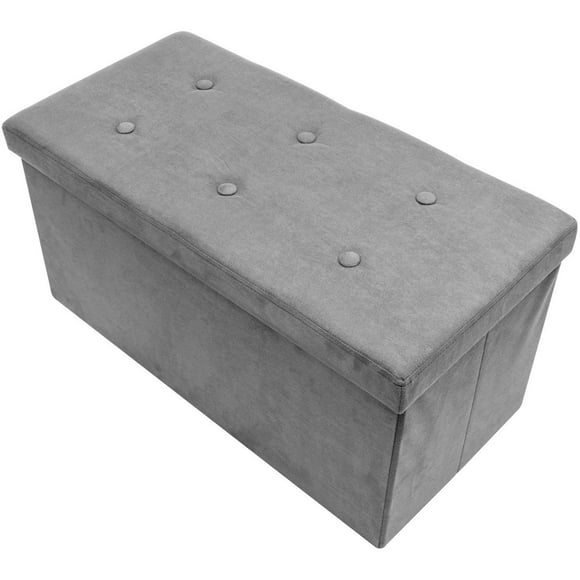 Sorbus Storage Bench Chest ? Collapsible/Folding Bench Ottoman with Cover?Perfect Hope Chest, Pouffe Ottoman, Coffee Table, Seat, Foot Rest, and more ? Contemporary Faux Suede (Small, Gray)