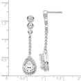 thumbnail image 3 of Cheryl M Sterling Silver Rhodium-plated Brilliant-cut CZ Bezel & Teardrop Halo Post Dangle Earrings, 3 of 3