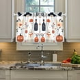 thumbnail image 2 of Yayeee Kitchen Curtains Tier Pair Light Filtering 27"x36" Rod Pocket Short Cafe Window Panel, White Cartoon Halloween Ghosts, 2 of 7