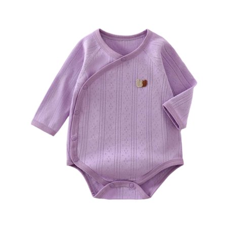 HNMKIU Jacquard Baby Bodysuit Long Sleeve Soft Romper Crawling Suit for Boys Girls Purple 0-2 Months