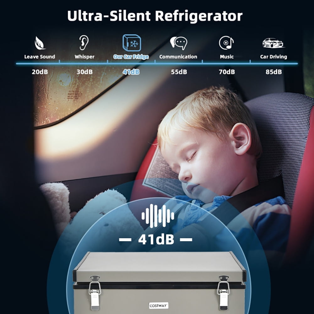 Aimee Lii 68 Quart Portable Car Refrigerator with DC and AC Adapter, Travel Cooler, Gray Aimee Lii 68 Quart Portable Car Refrigerator with DC and AC Adapter, Travel Cooler, Gray