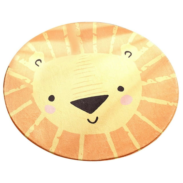 36-Inch Round Non-Slip Animal Print Rug for Living Room, Bedroom, Nursery Coffee Table Mat Soft Faux Fur Floor Decor